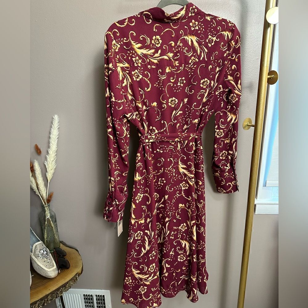 NWT Nanette Lepore Berry/Gold Print long Sleeve Dress - Picture 5 of 13
